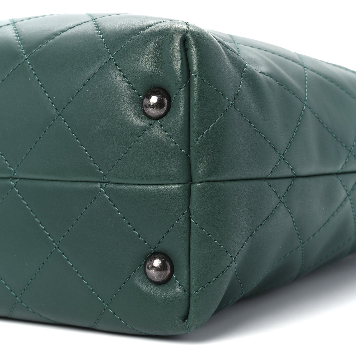 Chanel Calfskin Quilted Large Shopping In Chains Tote Green 12 of 13