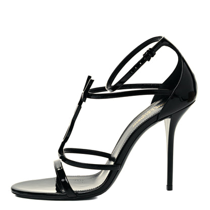 Saint Laurent Patent Calfskin Cassandra 100 Sandals 40 Black 1 of 7