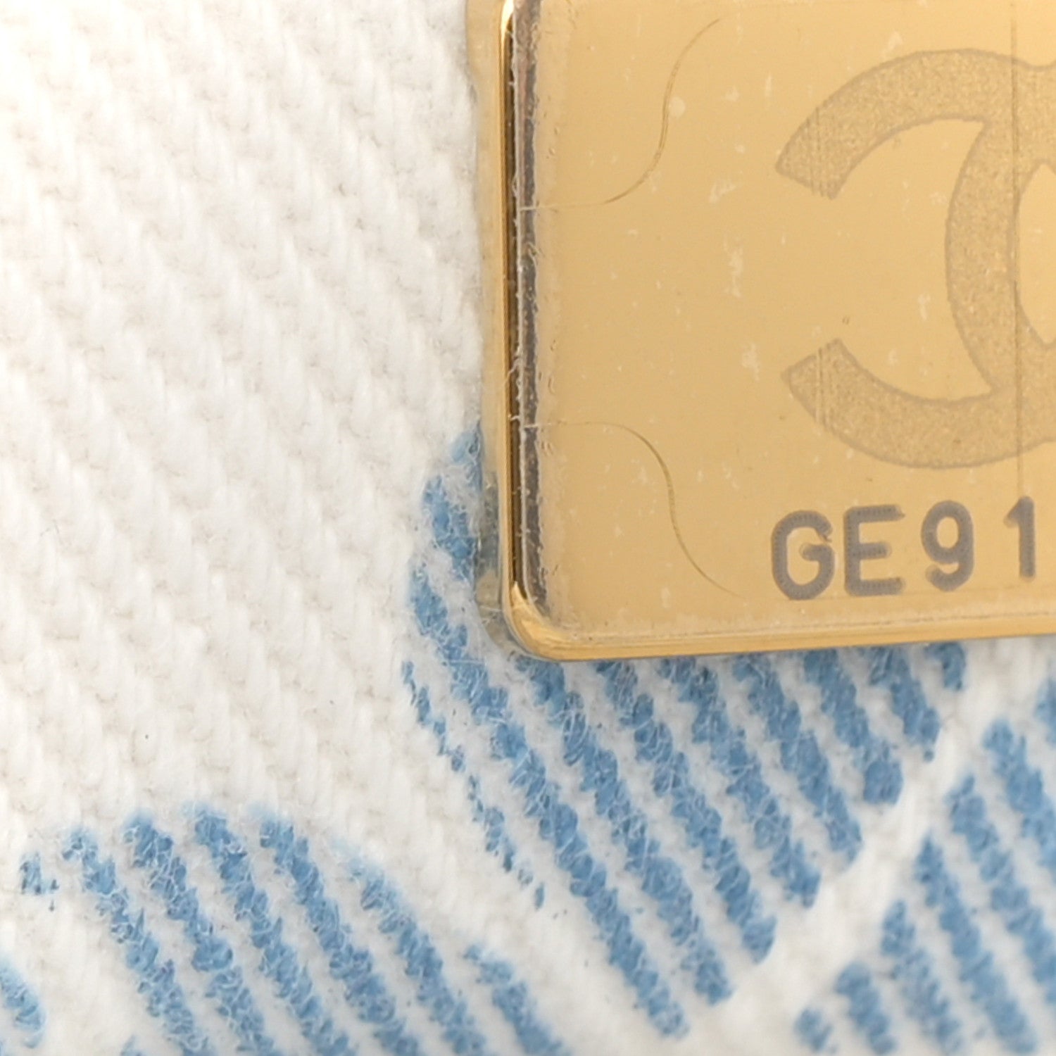 Chanel Printed Denim Quilted Mini Rectangular Flap Light Blue White 7 of 11