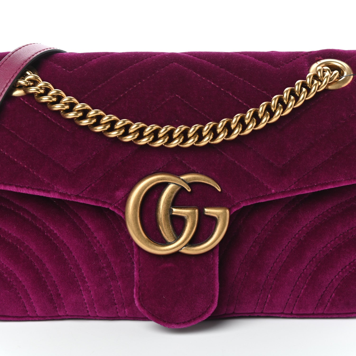 Gucci Velvet Matelasse Small GG Marmont Shoulder Bag Fuchsia Violet Cyclamen 7 of 9