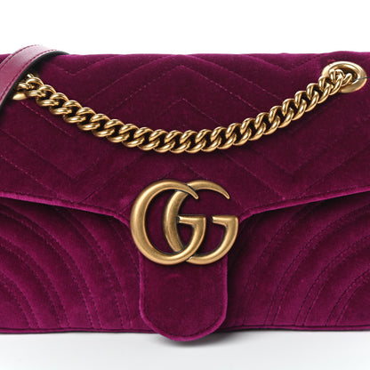 Gucci Velvet Matelasse Small GG Marmont Shoulder Bag Fuchsia Violet Cyclamen 7 of 9