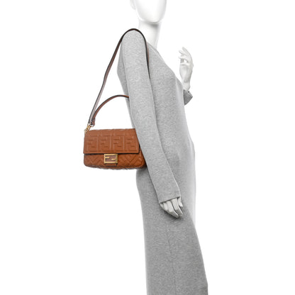 Fendi Nappa FF 1974 Embossed Baguette Brandy 2 of 9