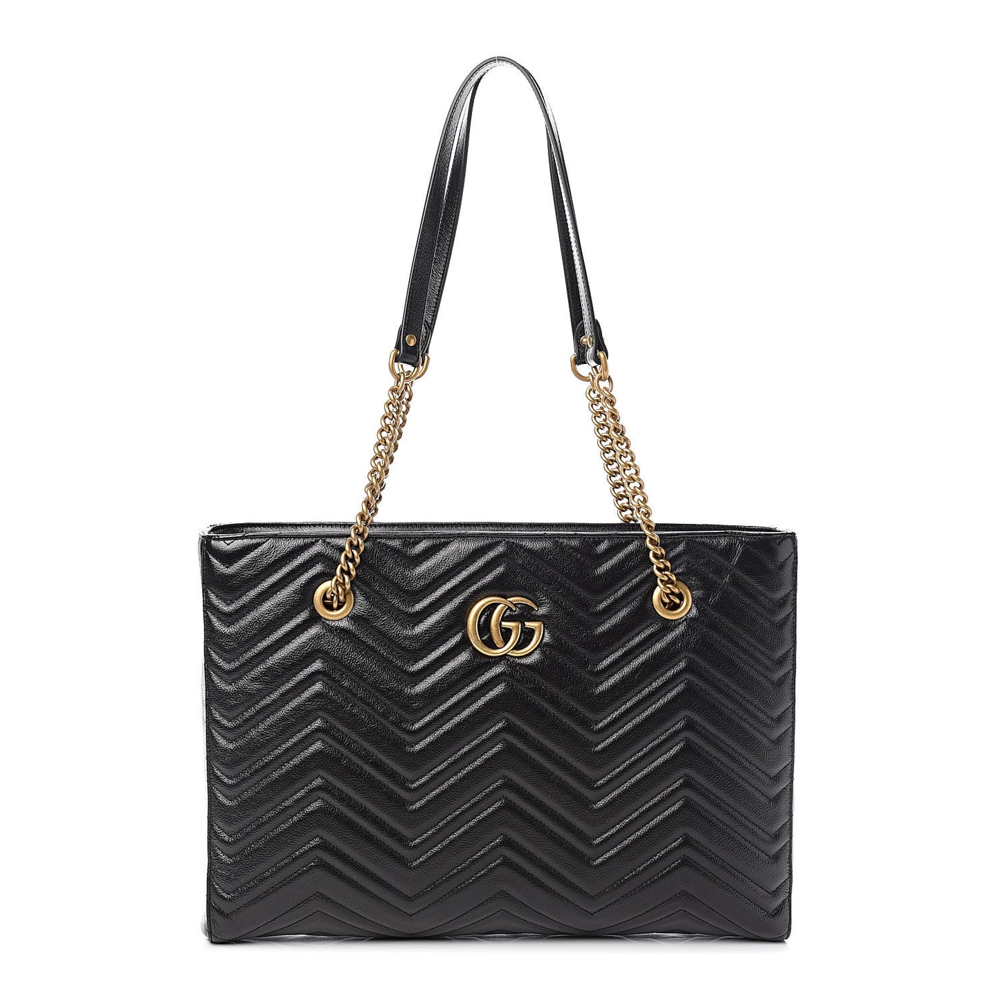 Vintage Calfskin Matelasse Medium GG Marmont Slim Tote Black