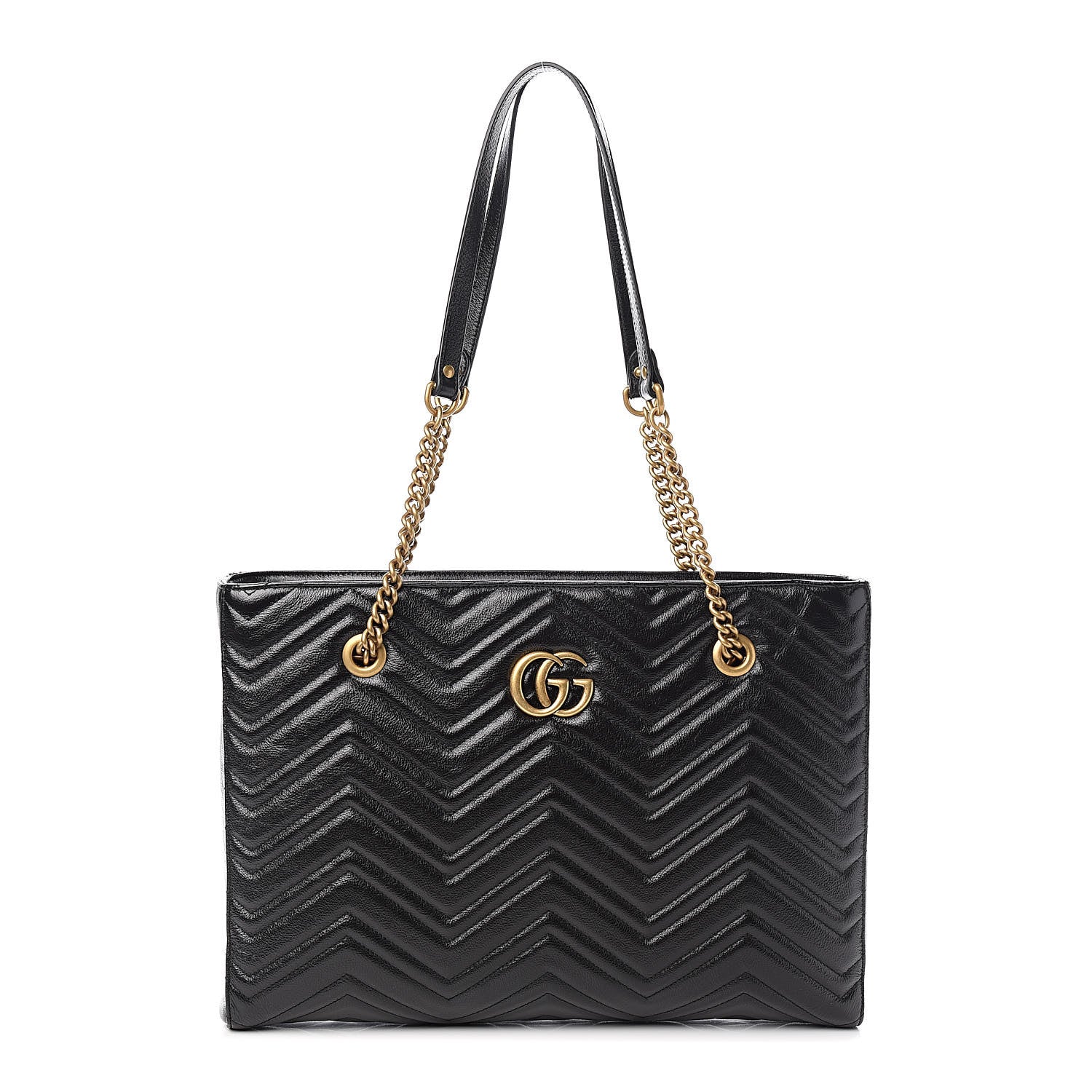 Gucci Vintage Calfskin Matelasse Medium GG Marmont Slim Tote Black 1 of 10
