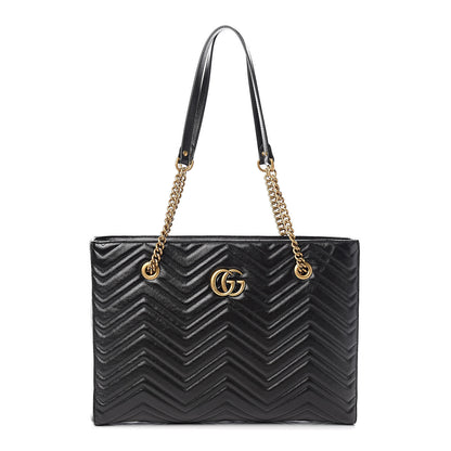 Gucci Vintage Calfskin Matelasse Medium GG Marmont Slim Tote Black 1 of 10