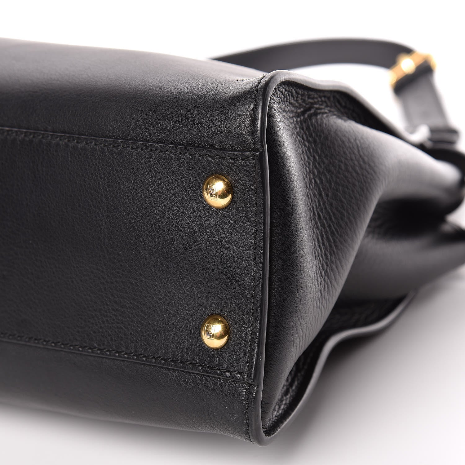 Fendi Vitello Seta Shiny Nappa Medium Peekaboo Iconic Satchel Black 14 of 14