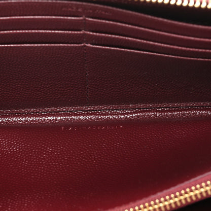 Saint Laurent Grain de Poudre Textured Matelasse Chevron Monogram Zip Around Wallet Rouge Legion 7 of 11