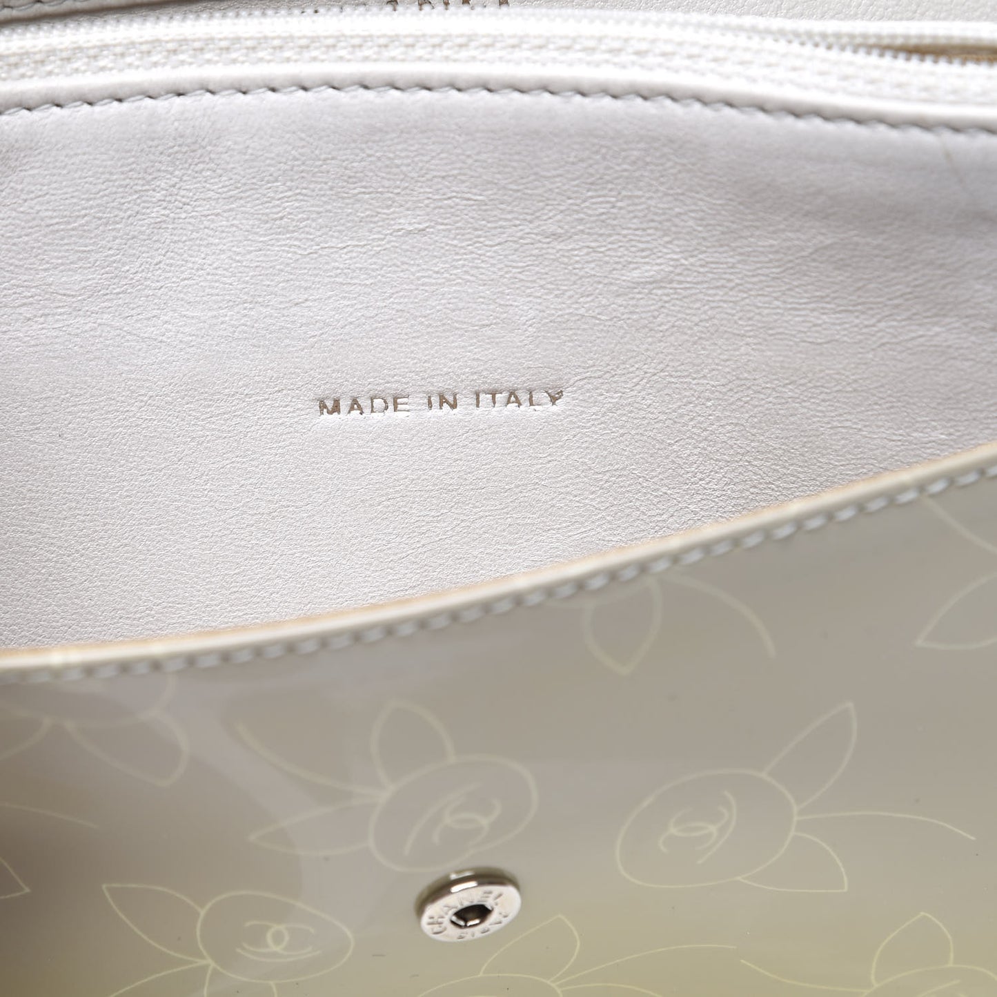 Patent Camellia Print Wallet On Chain WOC Gris Clair