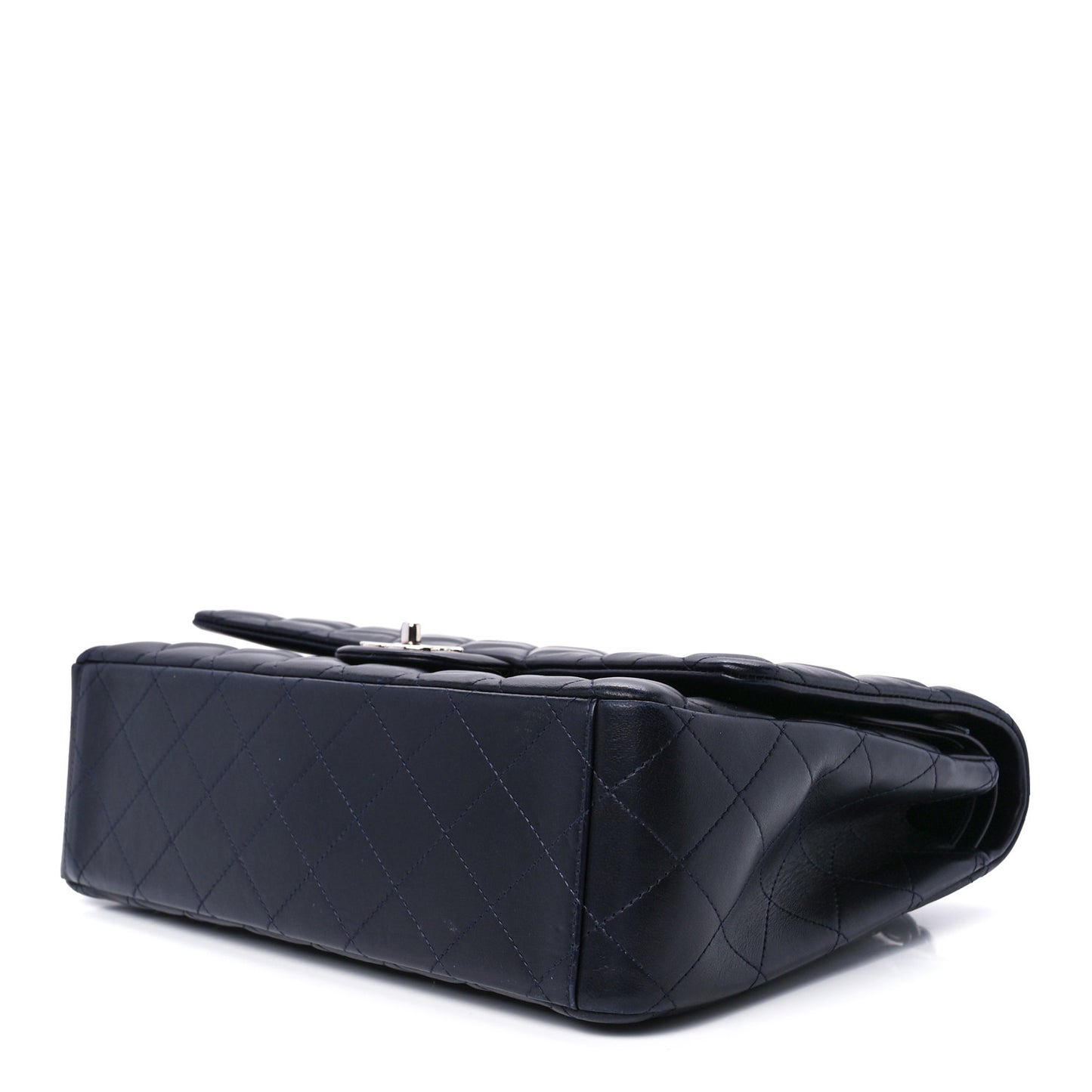 Lambskin Quilted Maxi Double Flap Dark Blue