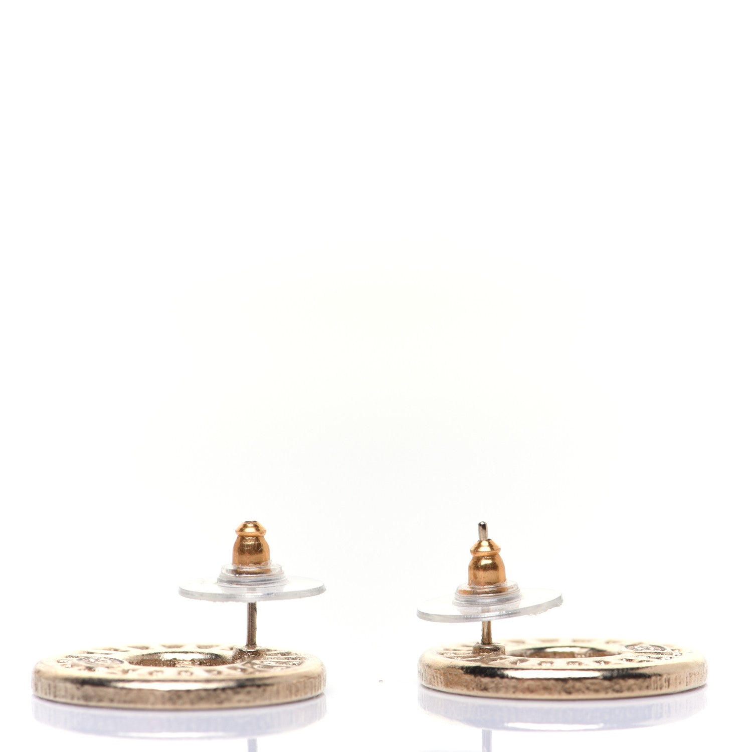 Chanel Pearl Crystal Baguette CC Round Earrings Gold 10 of 11