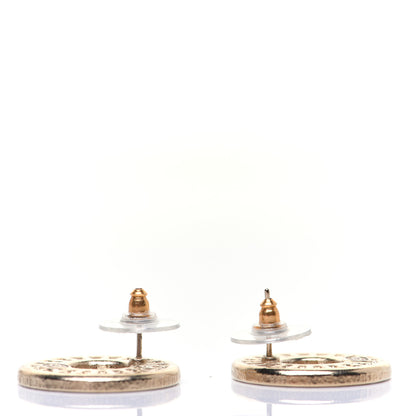 Chanel Pearl Crystal Baguette CC Round Earrings Gold 10 of 11