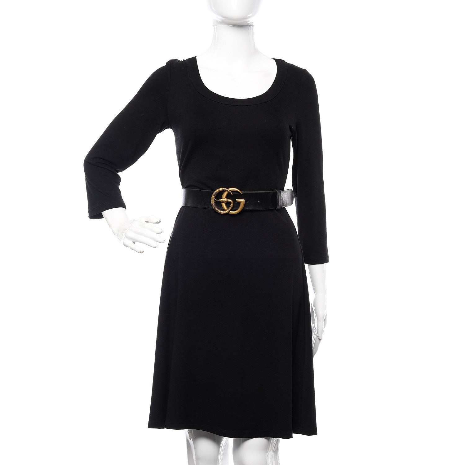 Gucci Faded Calfskin Snake Double G 40mm Belt 85 34 Black 2 of 6