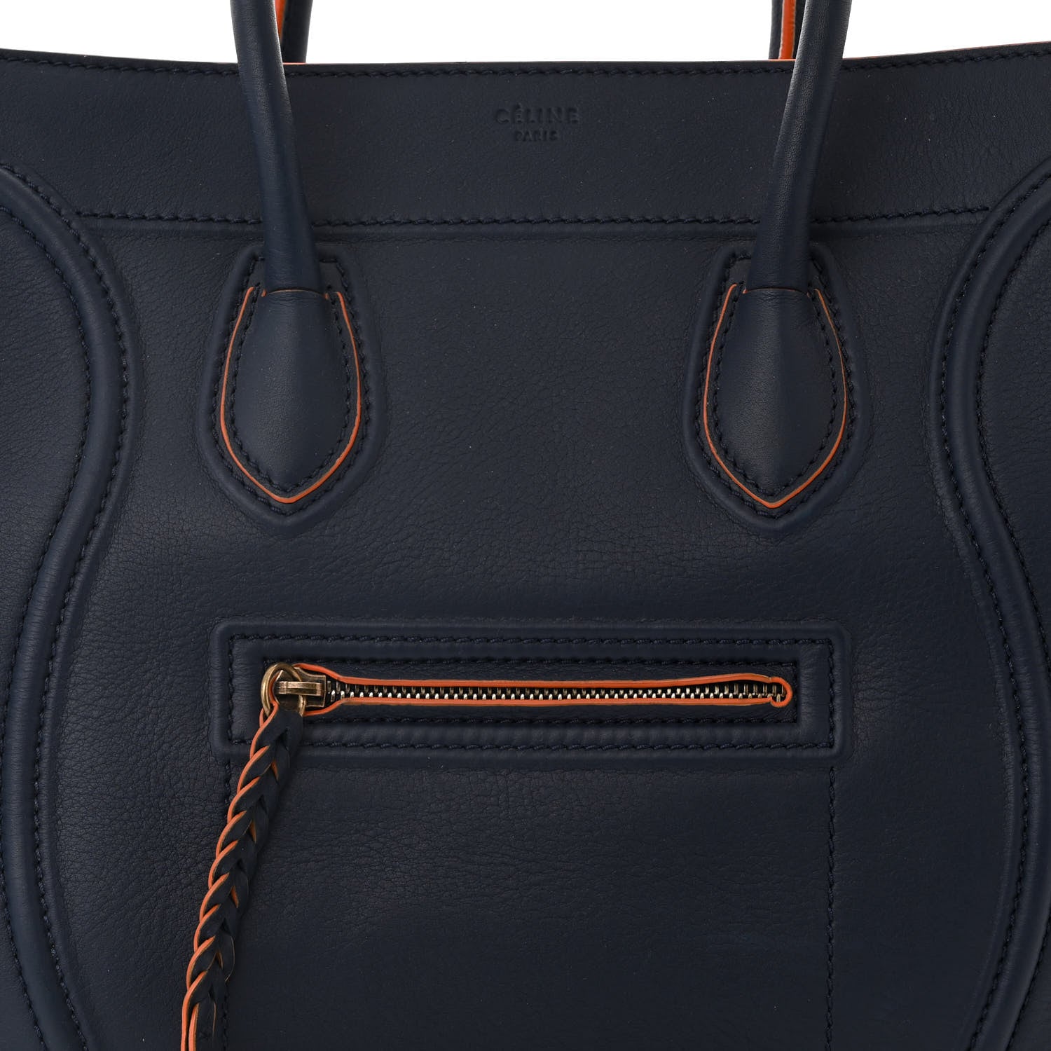 Celine Supple Calfskin Large Phantom Luggage Navy Blue Orange 8 of 10