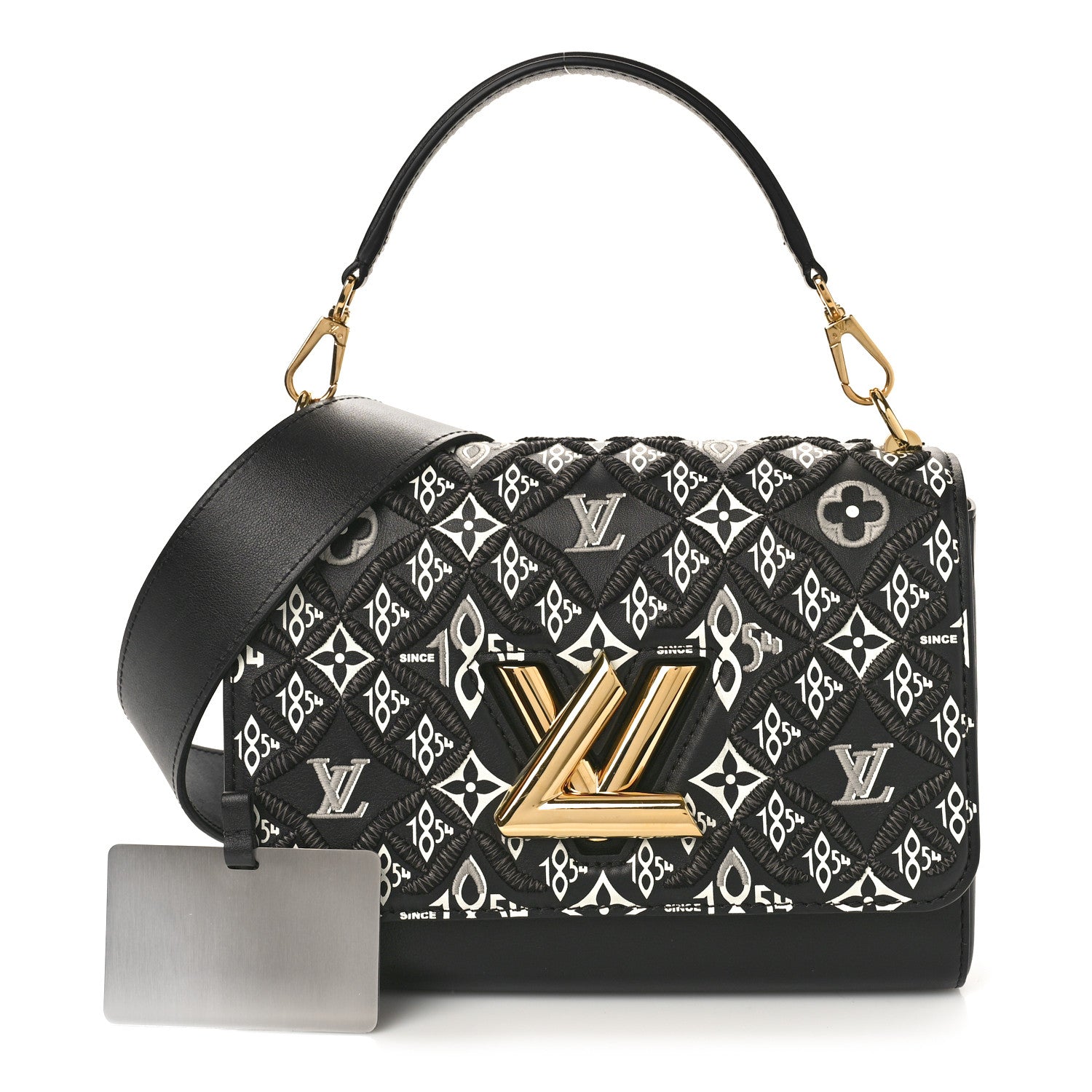Louis Vuitton Calfskin Since 1854 Embroidered Twist MM Black 1 of 10