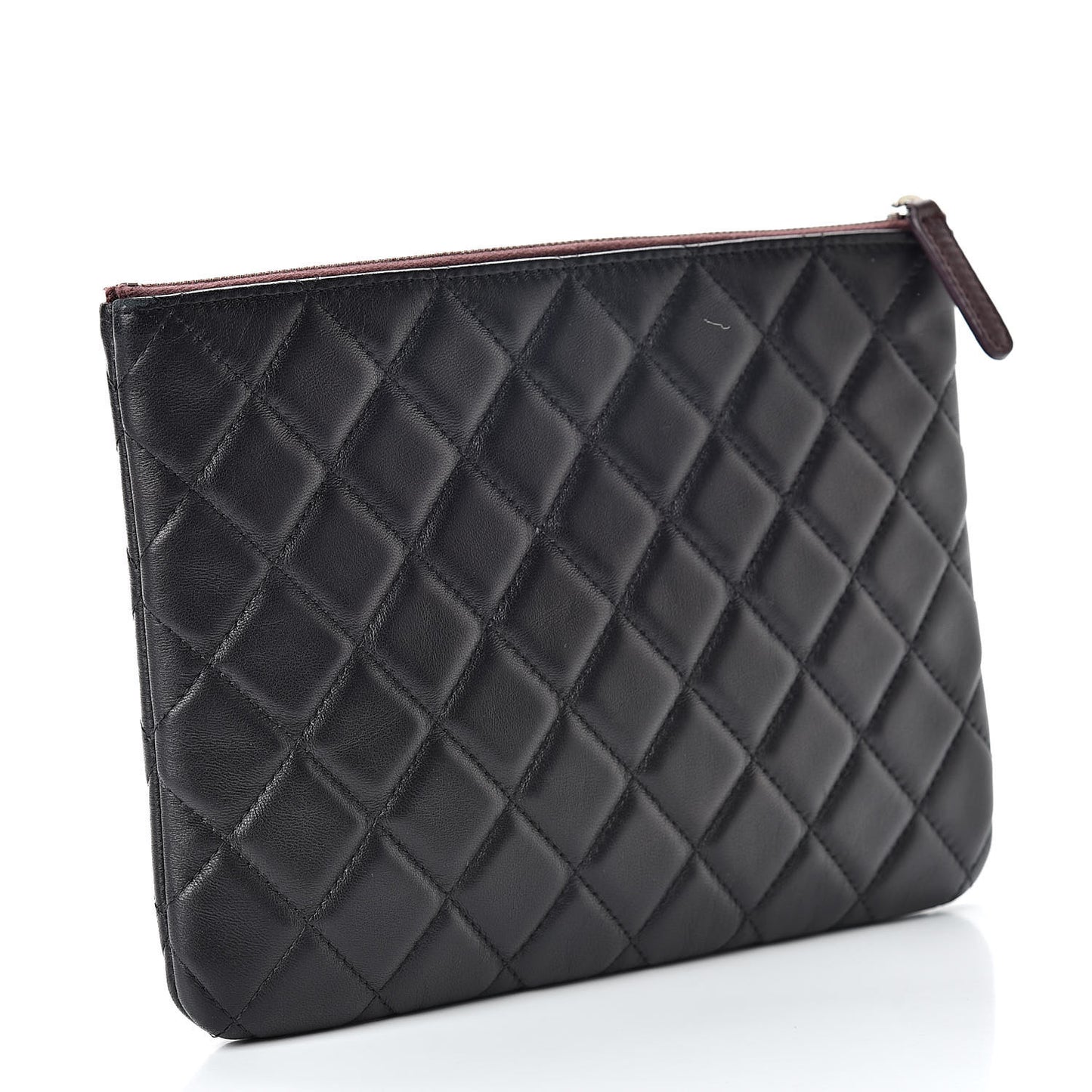 Lambskin Quilted Medium Cosmetic Case Black