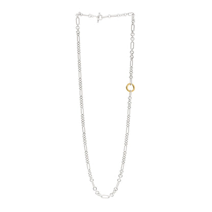 David Yurman Sterling Silver 18K Yellow Gold Cable Figaro Long Necklace 3 of 4