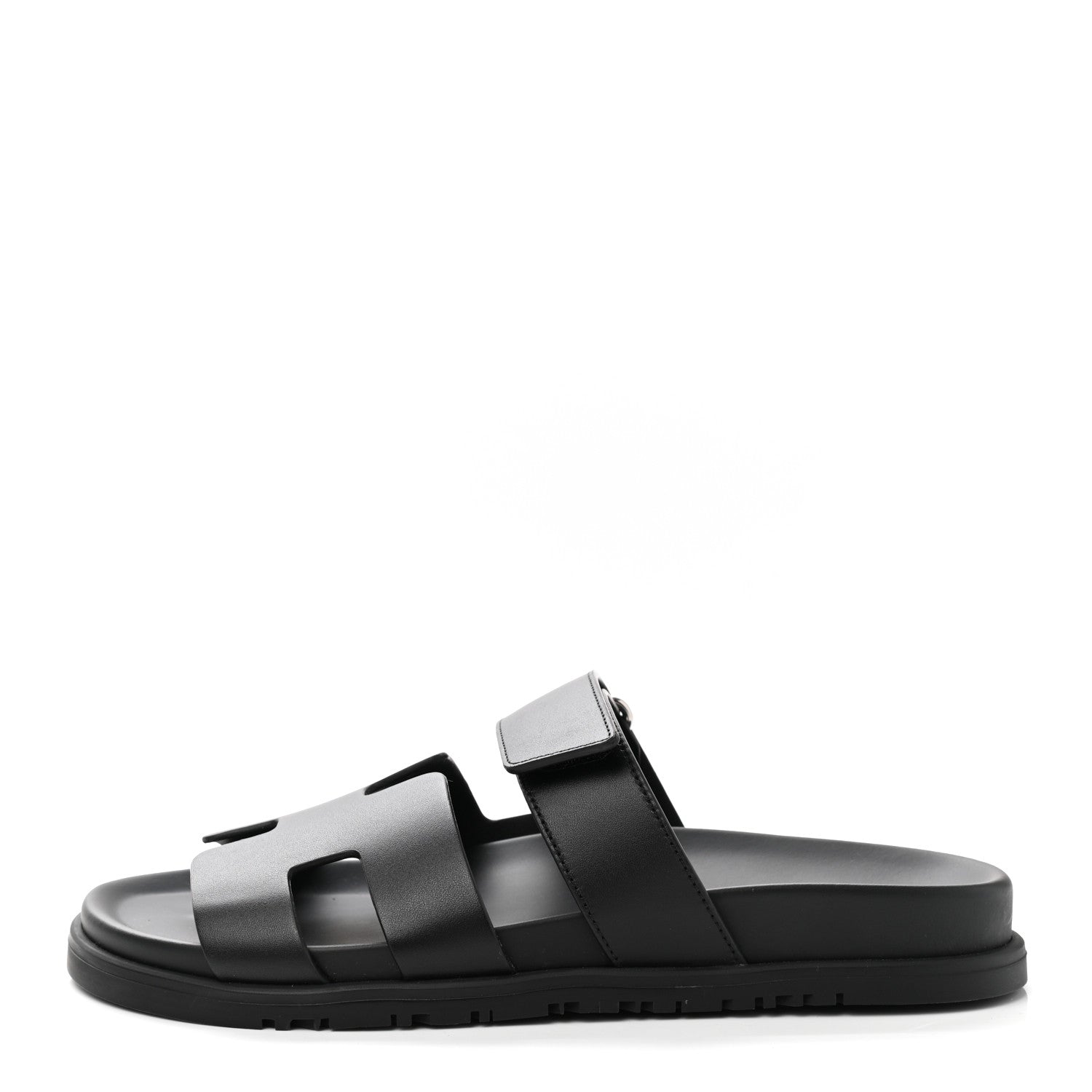 Hermes Calfskin Womens Chypre Sandals 38 Black 1 of 9