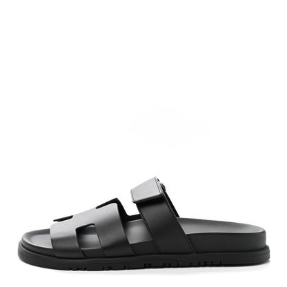 Hermes Calfskin Womens Chypre Sandals 38 Black 1 of 9