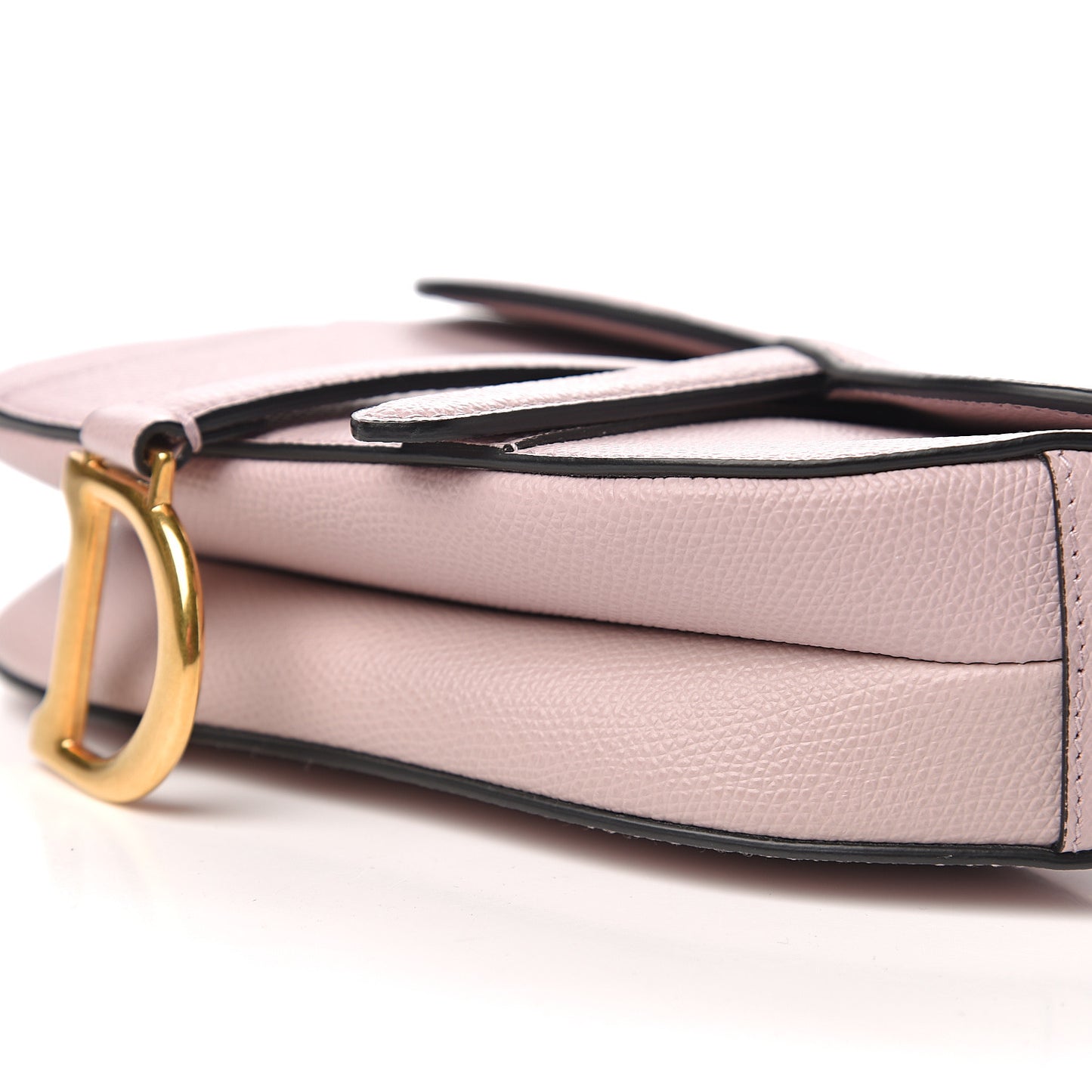 Grained Calfskin Mini Saddle Bag Light Pink