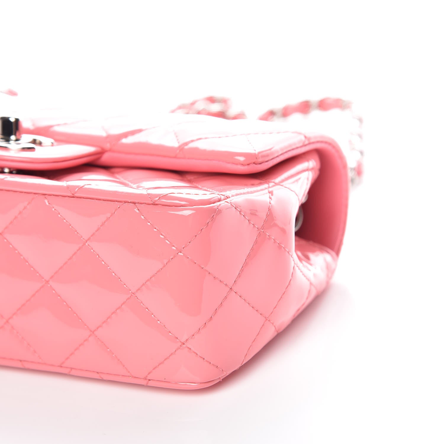 Chanel Patent Calfskin Quilted Mini Rectangular Flap Pink 6 of 11