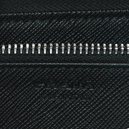 Prada Saffiano Zip Around Portfolio Wallet Black Rosso 6 of 10