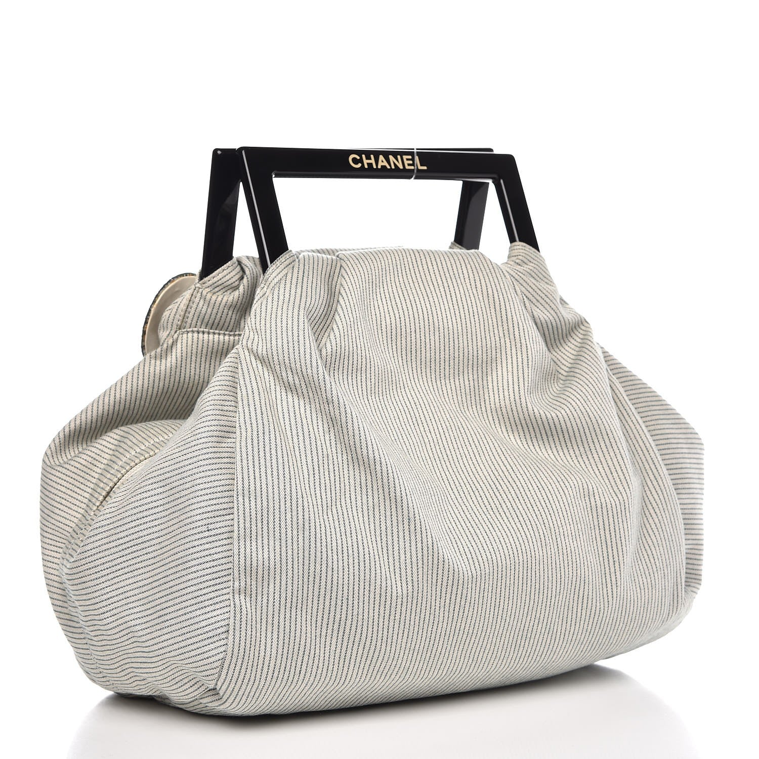 Chanel Toile Striped Coco Paris Tote Navy 3 of 10