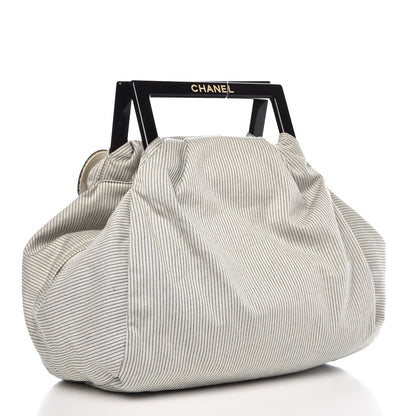 Chanel Toile Striped Coco Paris Tote Navy 3 of 10