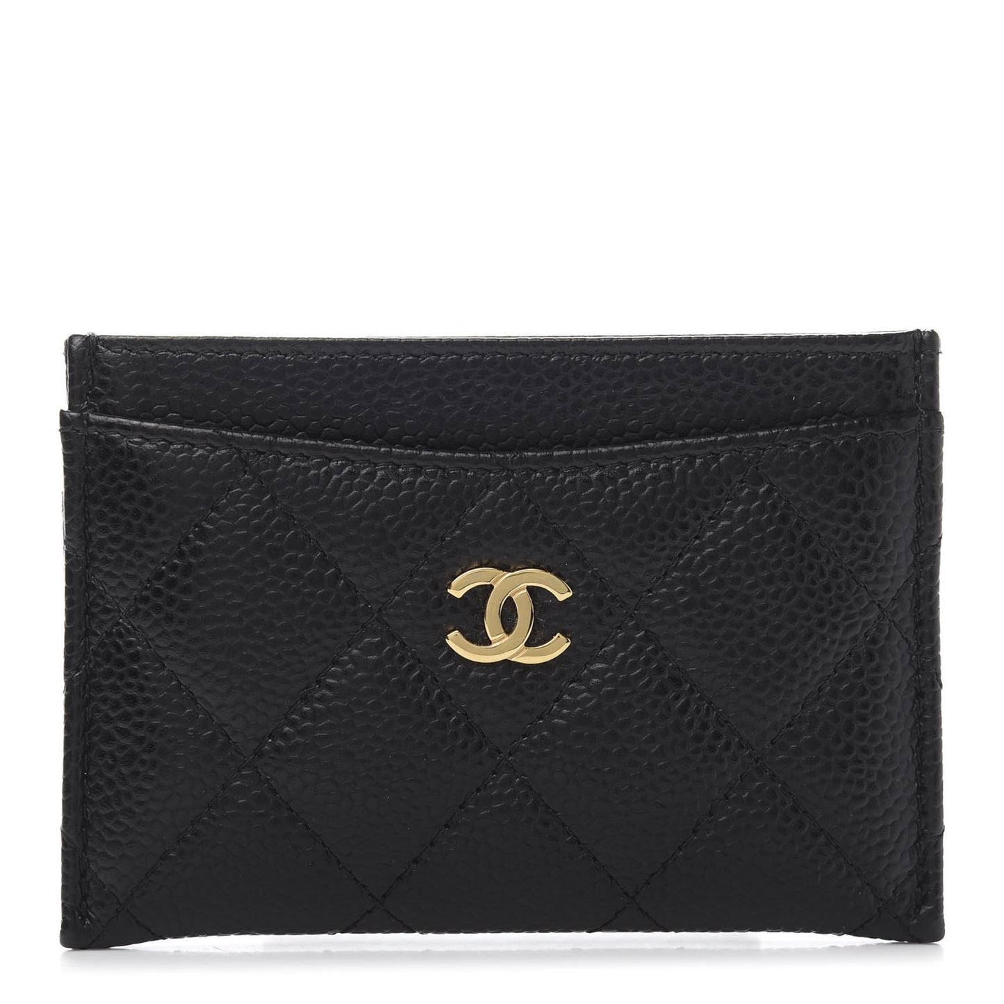 Caviar Quilted Card Holder Black