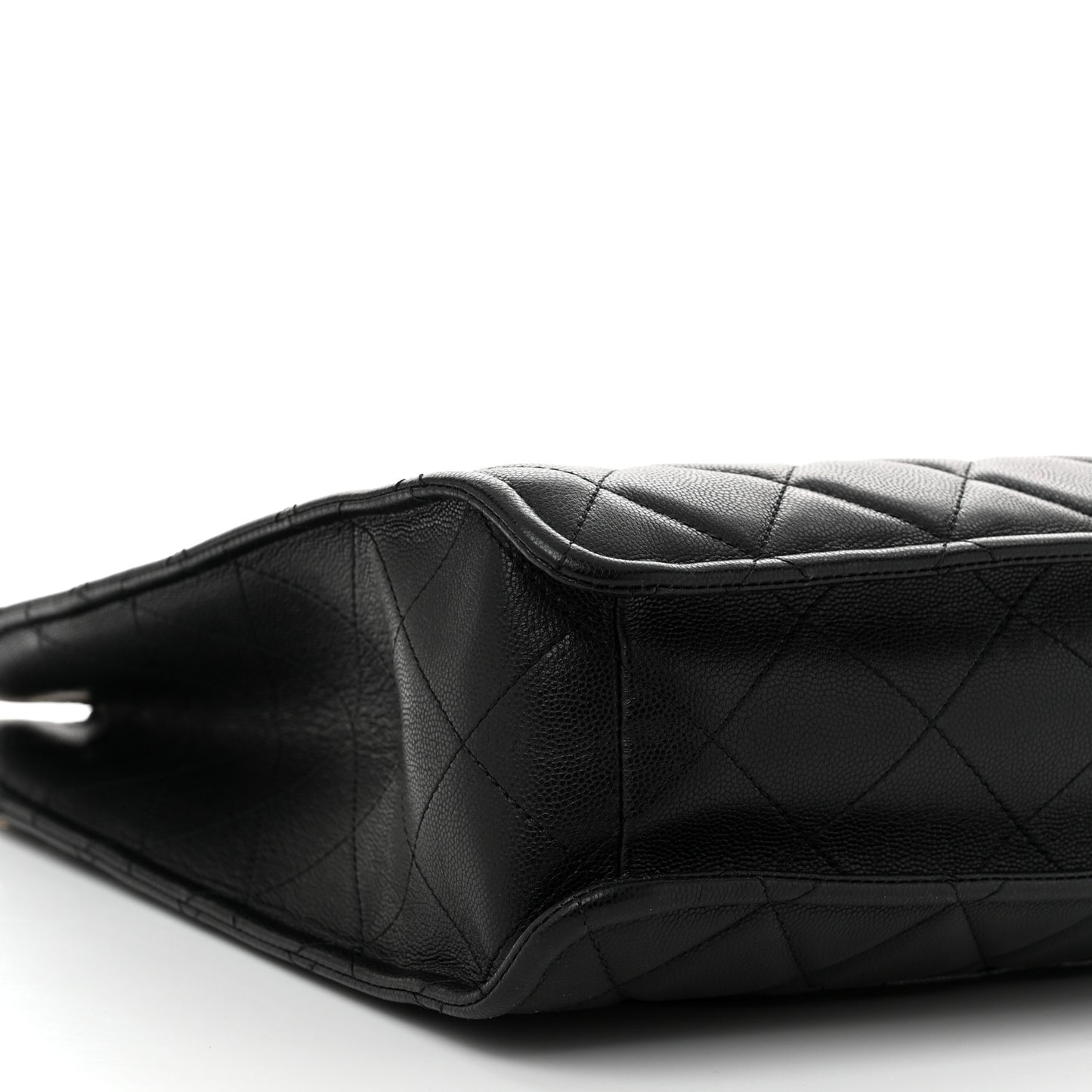 Caviar Quilted Sweet Vertical Shopping Tote Black