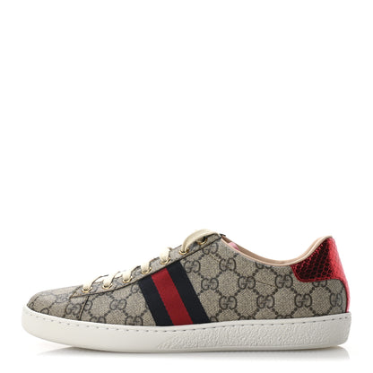 Gucci GG Supreme Monogram Womens Ace Low-Top Sneaker 41 Beige 1 of 9