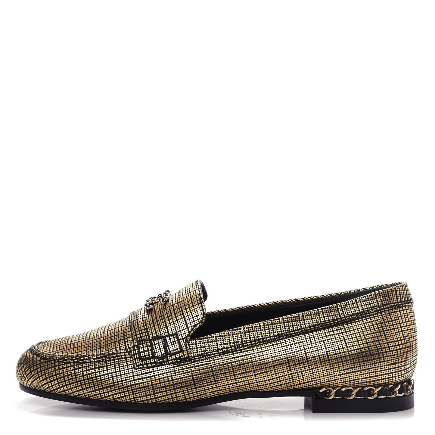 Fantasy Calfskin CC Chain Mocassin Loafers 37.5 Gold