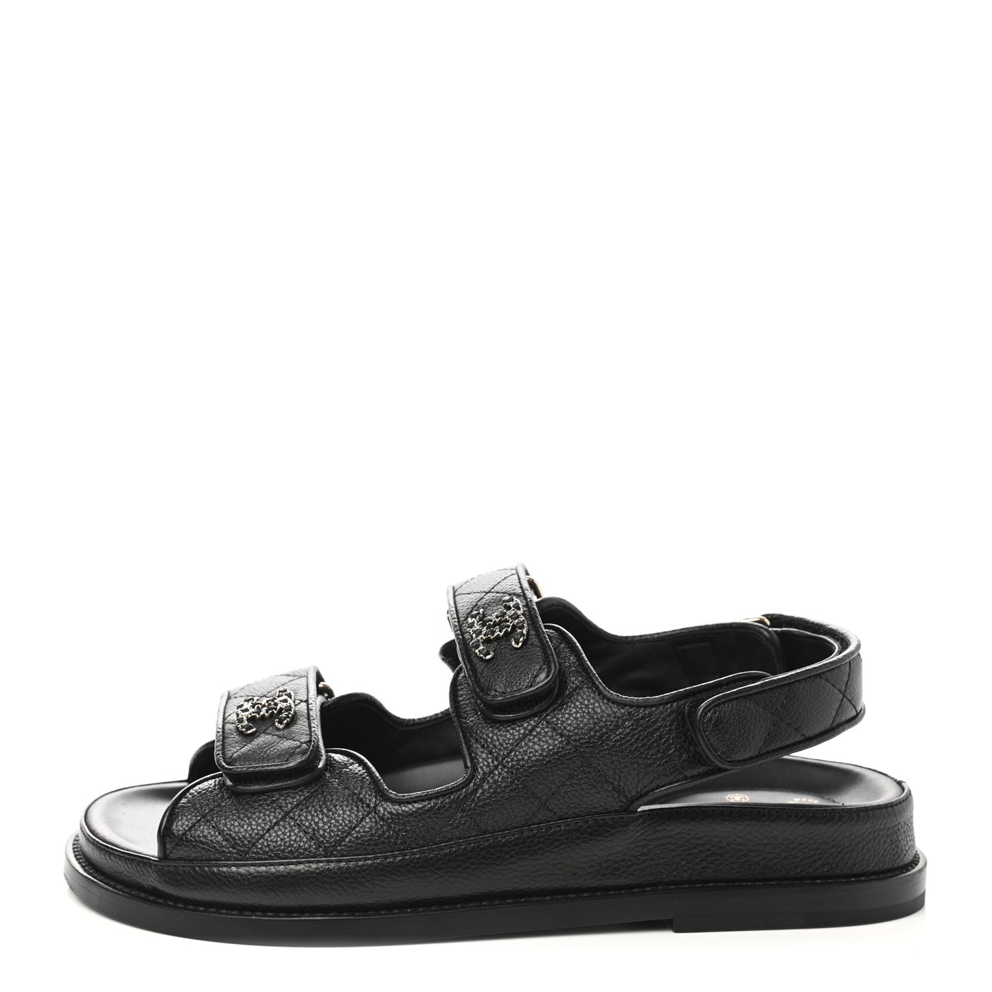 Grained Calfskin Velcro Dad Sandals 36.5 Black