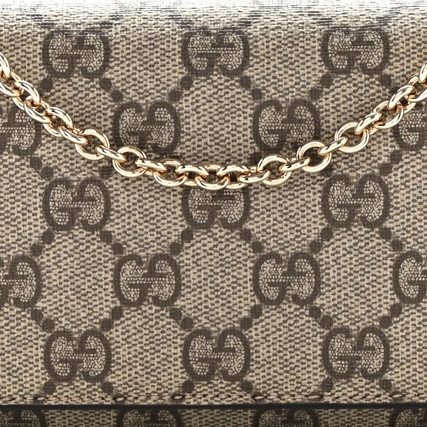 GG Supreme Monogram GG Pierce Chain Clutch Wallet Beige Ebony Black