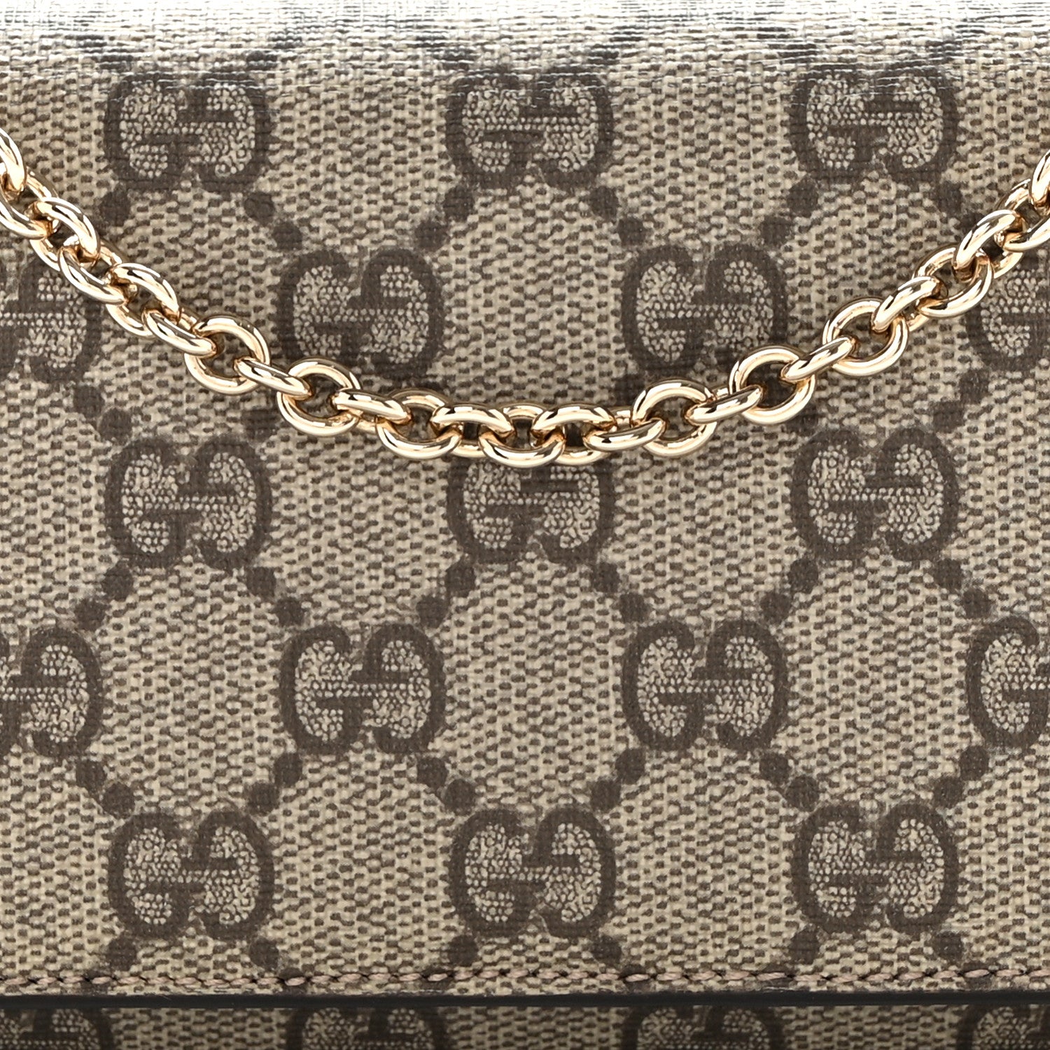 Gucci GG Supreme Monogram GG Pierce Chain Clutch Wallet Beige Ebony Black 7 of 10
