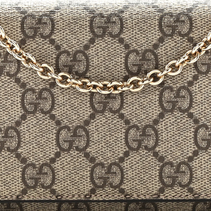 Gucci GG Supreme Monogram GG Pierce Chain Clutch Wallet Beige Ebony Black 7 of 10