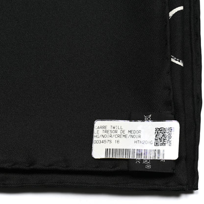 Hermes Silk Le Tresor De Medor Scarf 90 Black Creme 5 of 5
