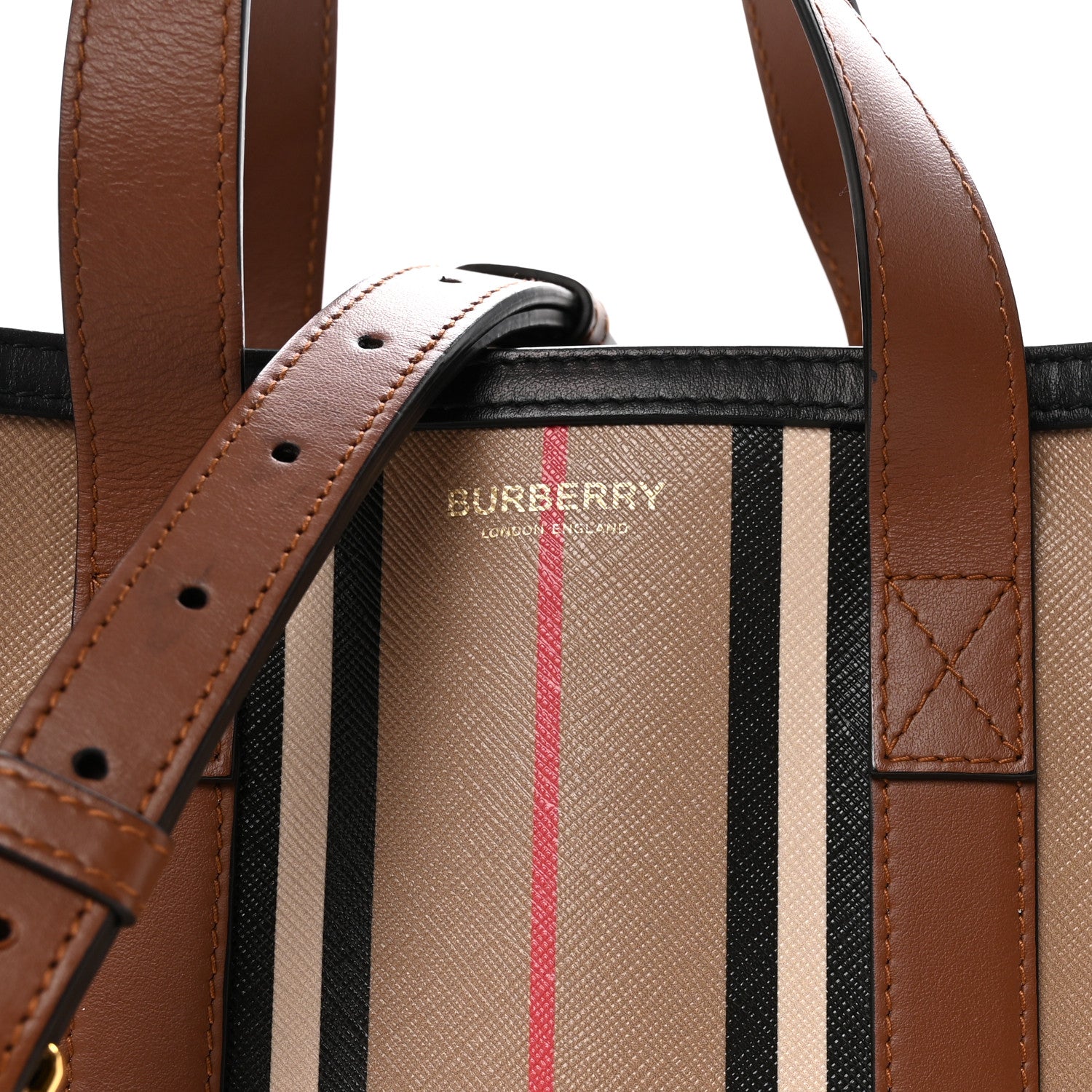 Burberry E-Canvas Stripe Small Portrait Tote Bag Archive Beige 8 of 10