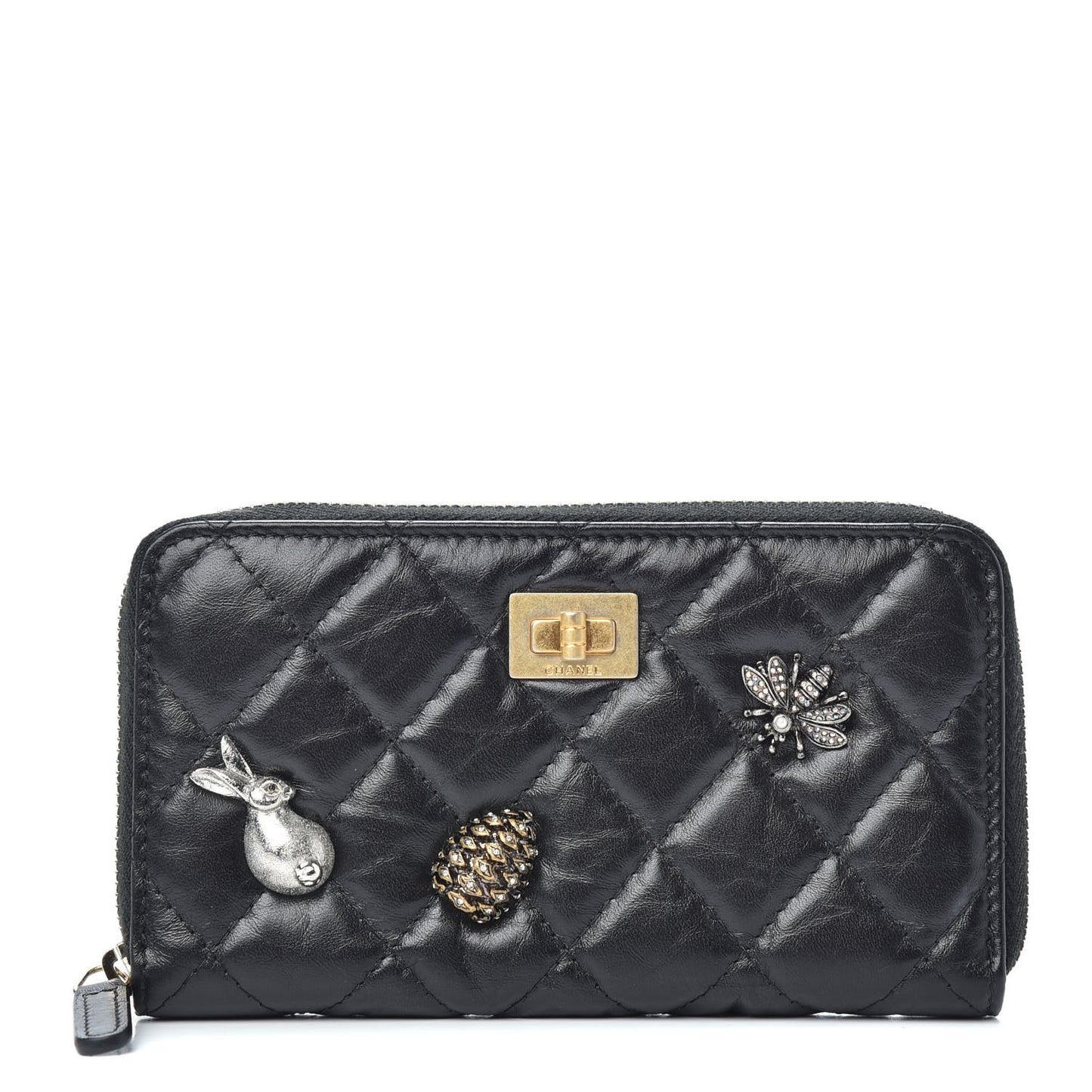 Aged Calfskin Quilted Medium Lucky Charms 2.55 Reissue Zip Around Wallet