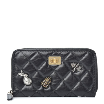 Chanel Aged Calfskin Quilted Medium Lucky Charms 2.55 Reissue Zip Around Wallet 1 of 9