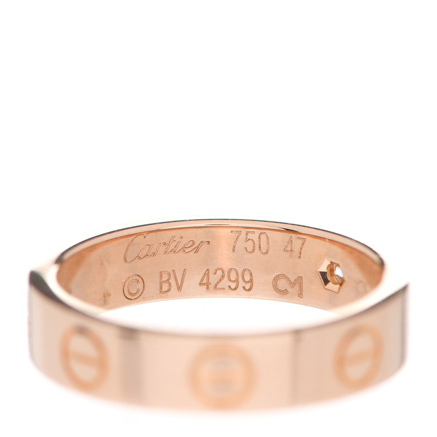 Cartier 18K Pink Gold Diamond 4mm LOVE Wedding Band Ring 47 4 4 of 5