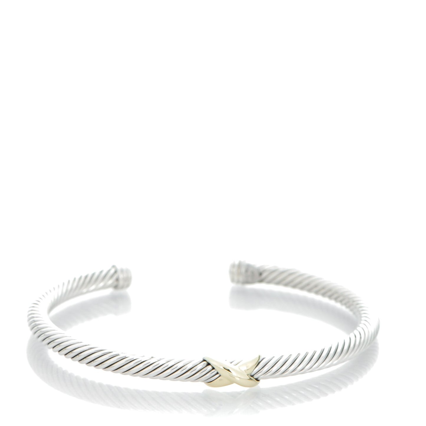 Sterling Silver 18K Yellow Gold 4mm X Station Cable Bracelet