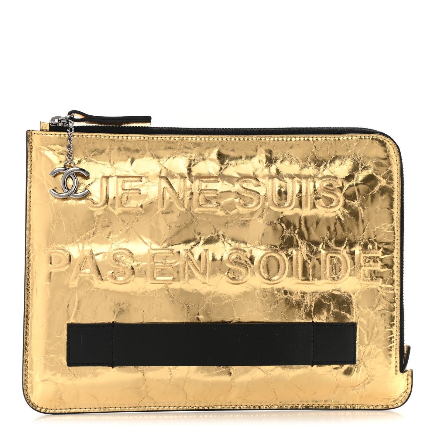 Metallic Lambskin Medium Je Ne Suis Pas En Solde Pouch Clutch Gold