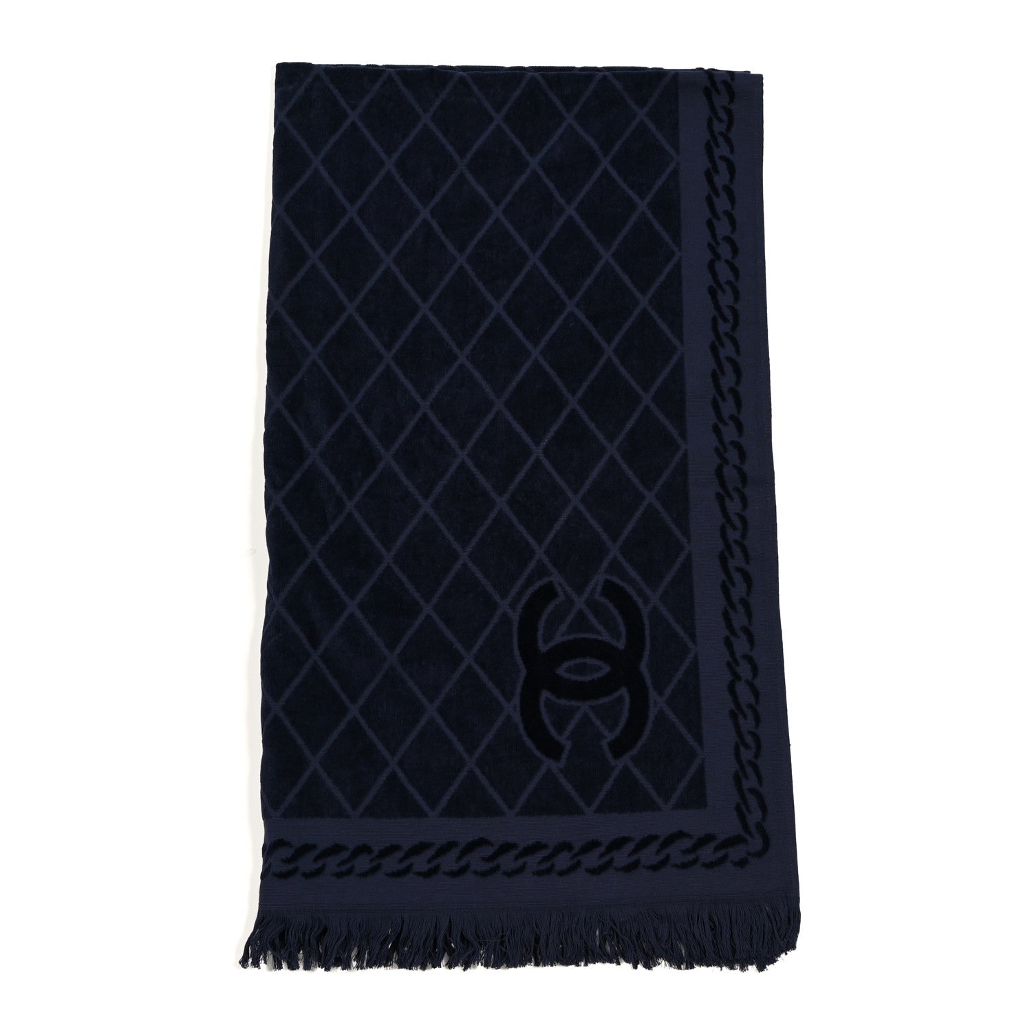 Chanel Terry Cotton CC Beach Towel Blue 1 of 5