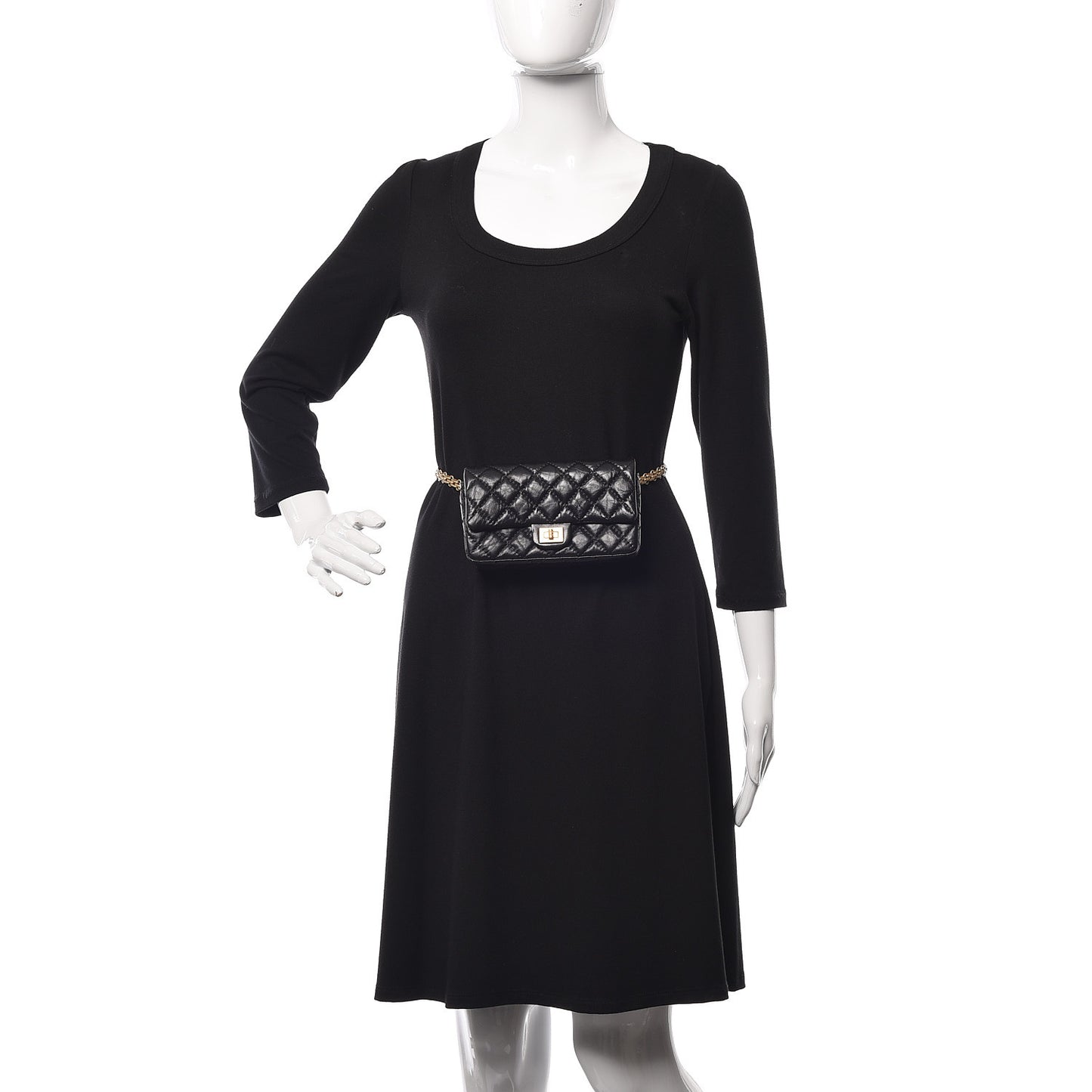 Aged Calfskin Quilted 2.55 Reissue Flap Belt Bag Clutch Black