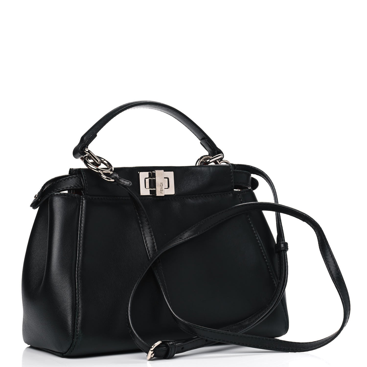 Fendi Nappa Karung Monster Eyes Mini Peekaboo Iconic Satchel Black Papavero 2 of 9