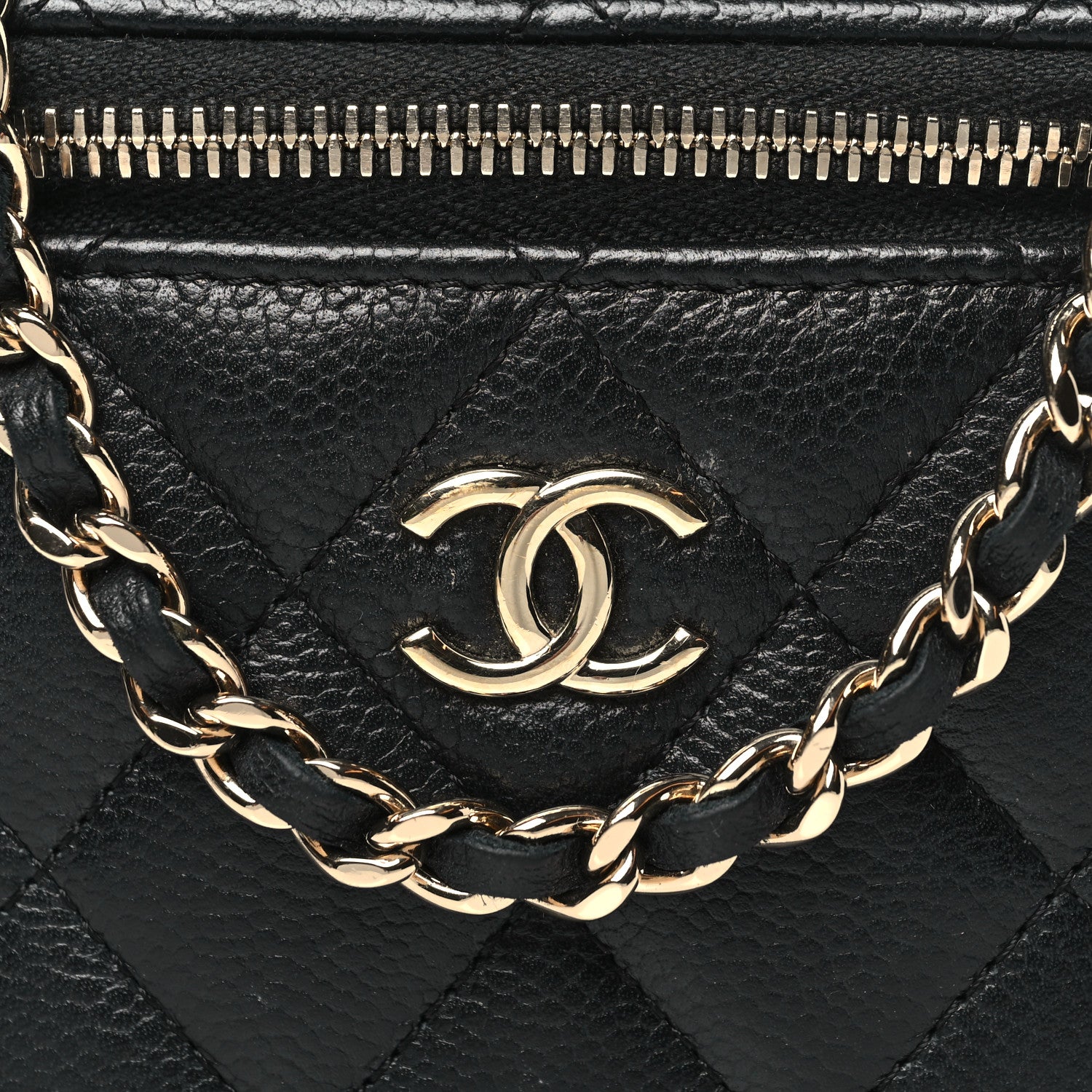 Chanel Caviar Quilted Mini Vanity Case With Chain Black 8 of 11