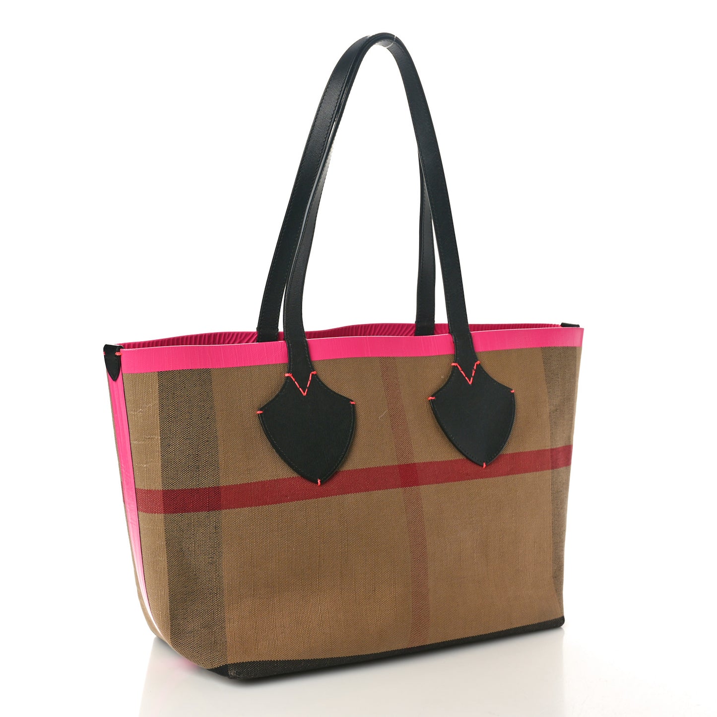 Canvas Mega Check The Giant Reversible Tote Black Neon Pink