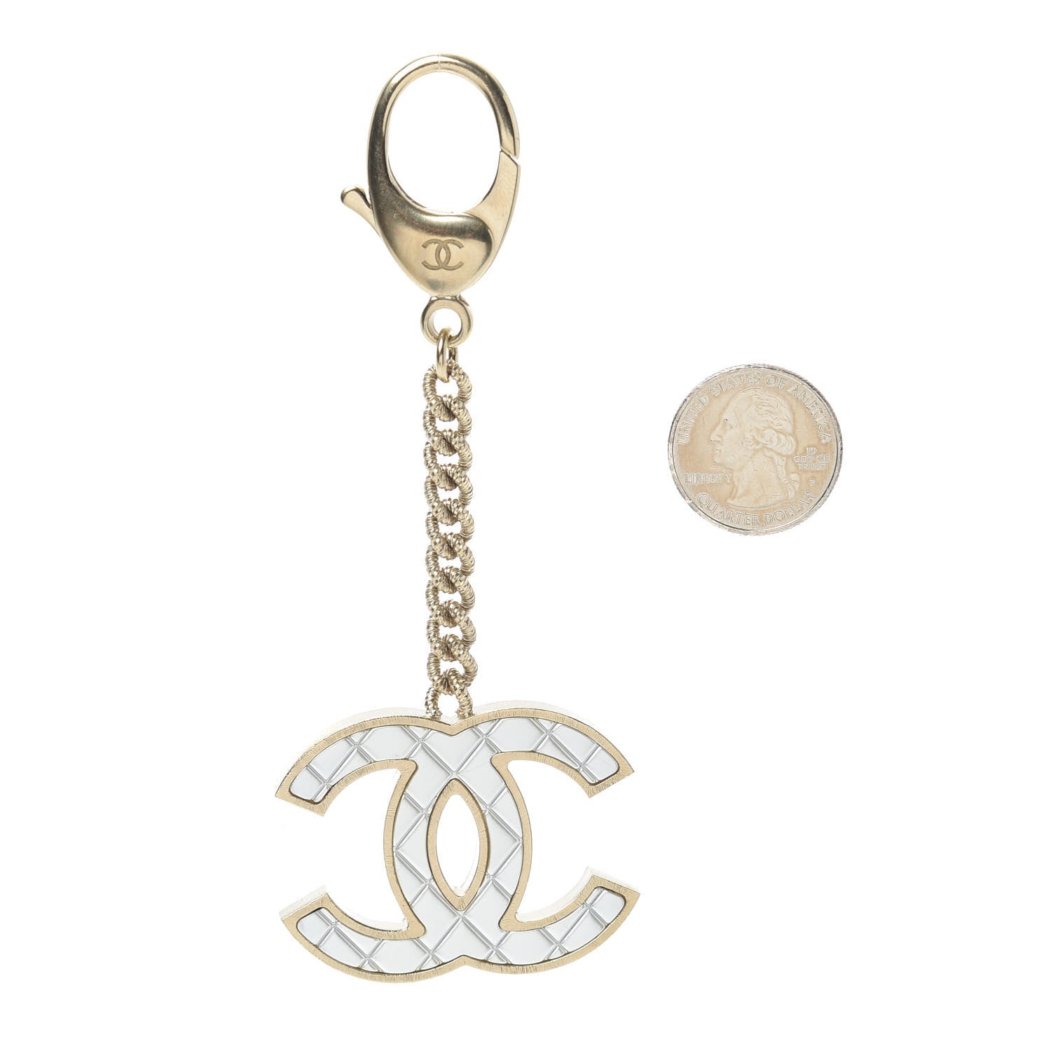 Chanel Quilted CC Key Chain Gold 2 of 3
