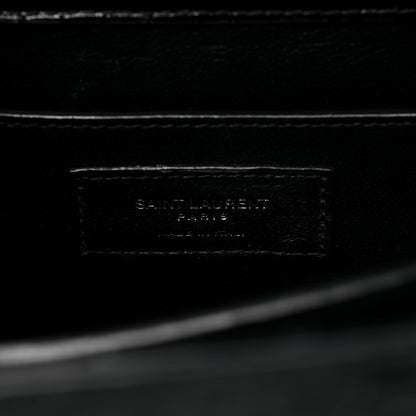 Saint Laurent Calfskin Crocodile Embossed Medium Classic Monogram Cassandra Top Handle Black 7 of 19