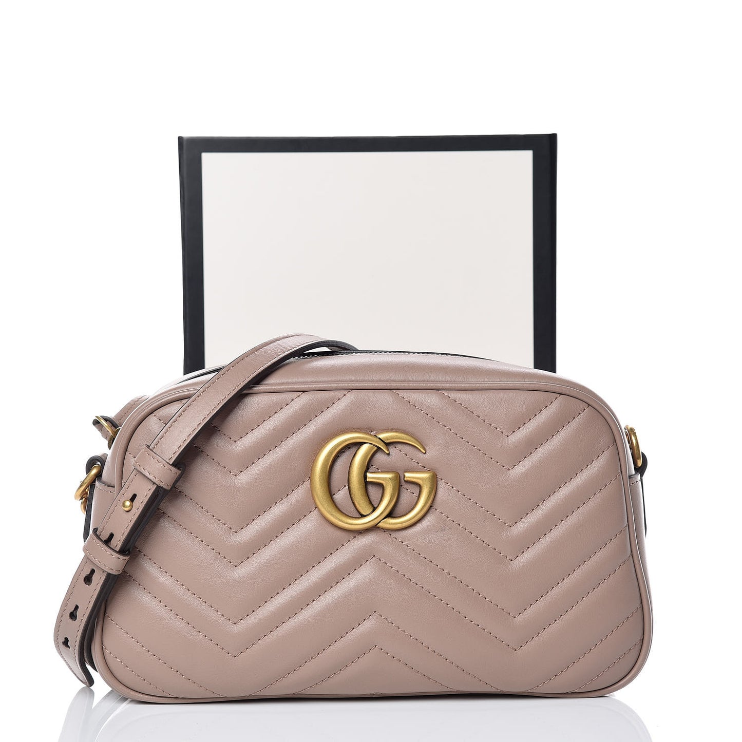 Calfskin Matelasse Small GG Marmont Chain Shoulder Bag Porcelain Rose